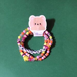 Halloween Pumpkin Patch Set of 3 Handmade Beaded Bracelets - Stackable Jewelry